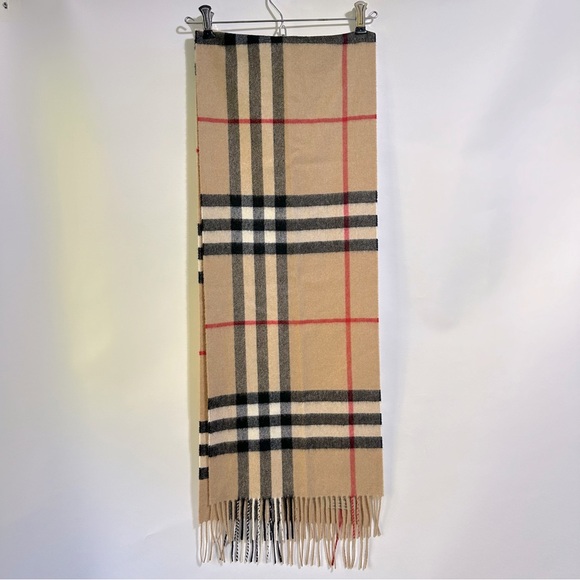 Burberry Classic Check 100% Cashmere fringe Scarf Made in Scotland men women - Picture 6 of 10